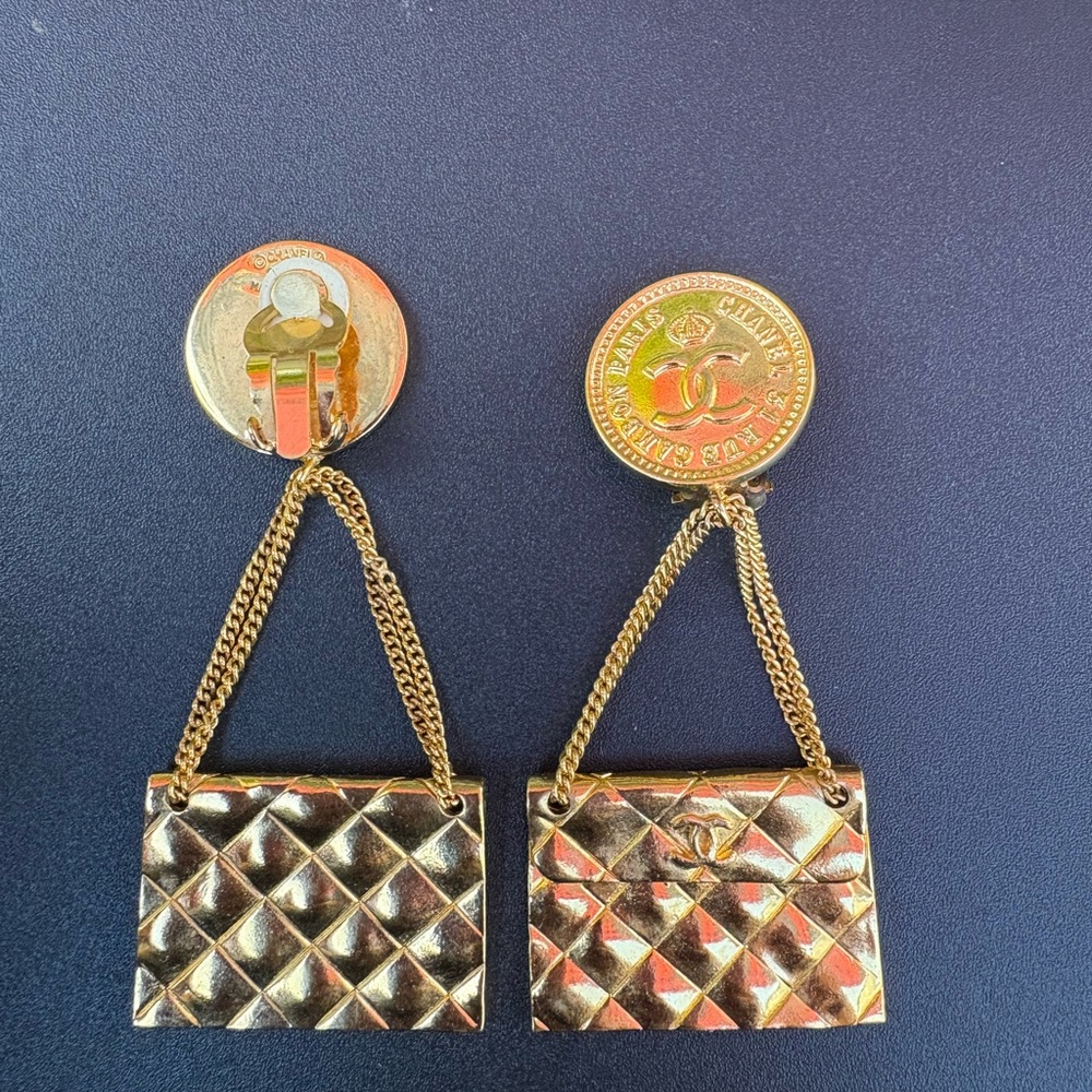 CHANEL Gold Medallion Earrings